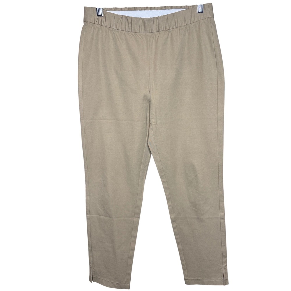 Eileen Fisher Khaki Ankle Pants XS Elastic Waist Slim Leg Office Wear Neutral